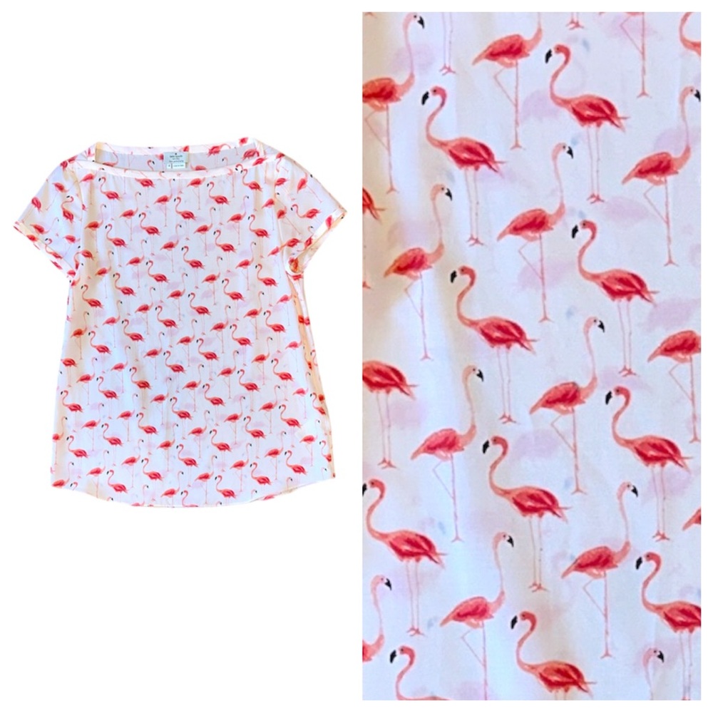 Kate Spade silk flamingo pink & cream top
